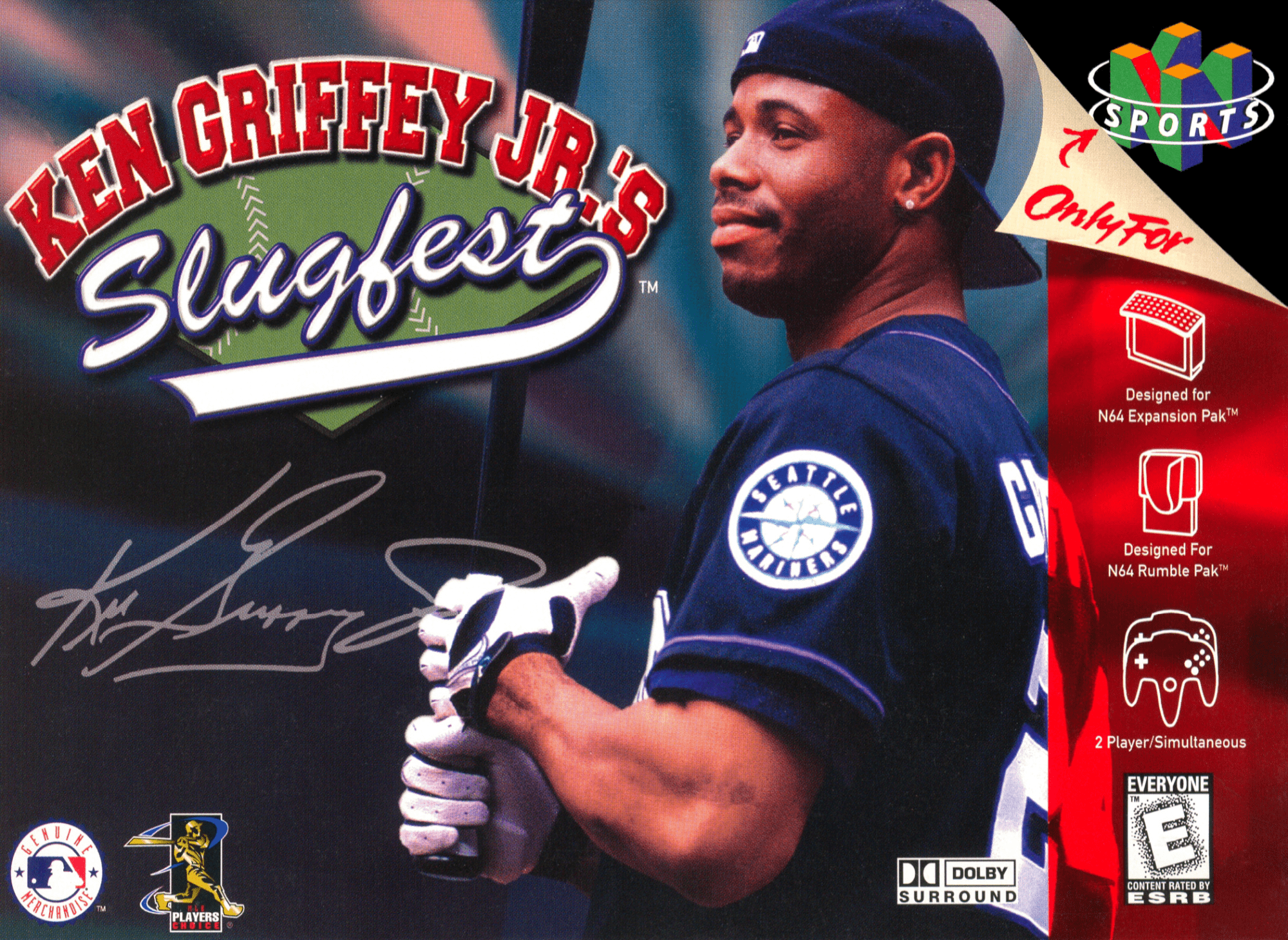 Ken Griffey Jr.'s Slugfest box art for Nintendo 64